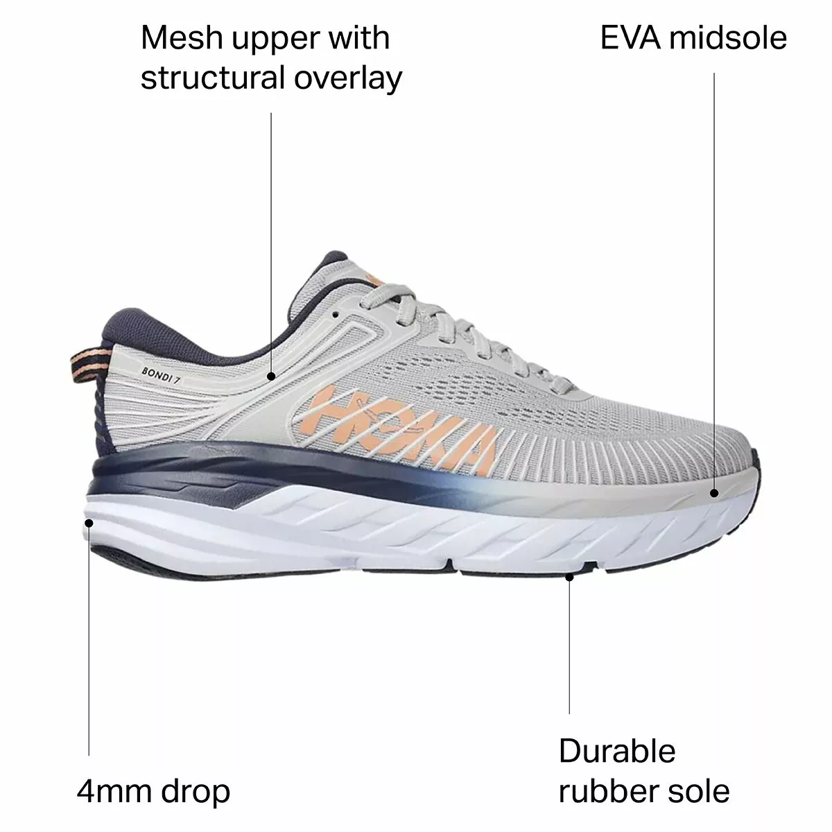HOKA ONE ONE Bondi 7 Wide Running Shoe Women's 14 HOKA ONE ONE Bondi 7 Wide Running Shoe Women's - Image 14
